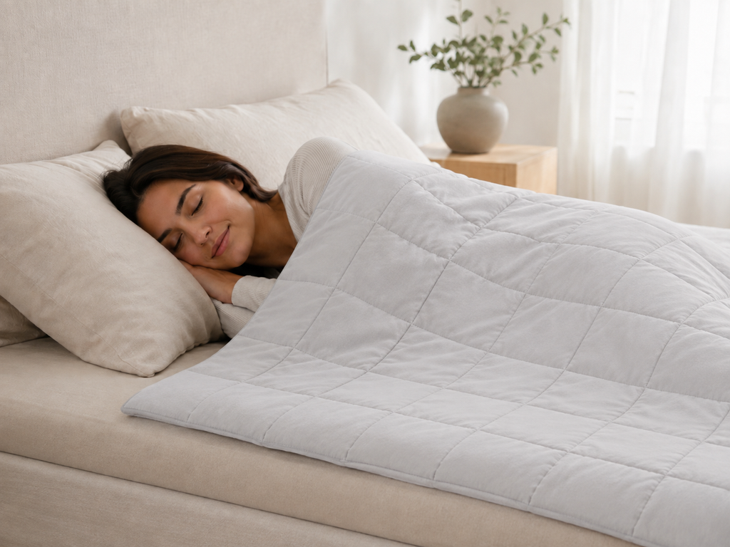 Manta con Peso Hugging® de Algodón – Adultos | Abrazo Profundo para Dormir Mejor